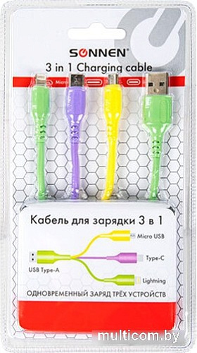 Кабель Sonnen USB Type-A - miroUSB/USB-Type-C/Lightning 513562