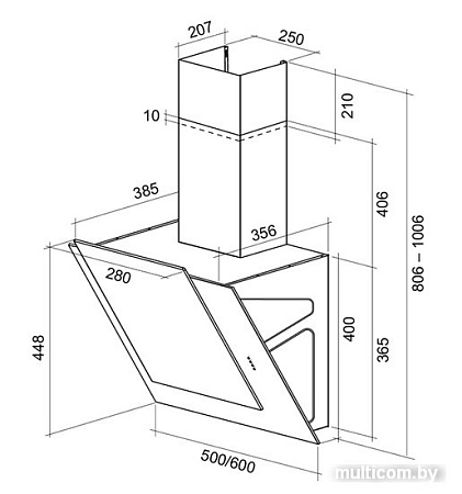Кухонная вытяжка SHINDO Nori sensor 60 (черный)