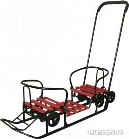 Санки-коляска Galaxy Погодки универсал 1 (черный/красный)