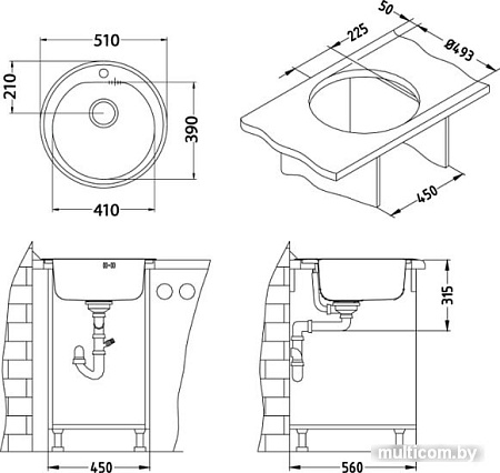 Кухонная мойка Alveus Form 30 Satin-60