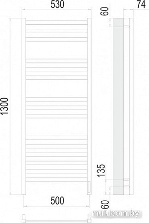 Полотенцесушитель TERMINUS Енисей П15 500x1300 (сенсор быстрого касания, белый)