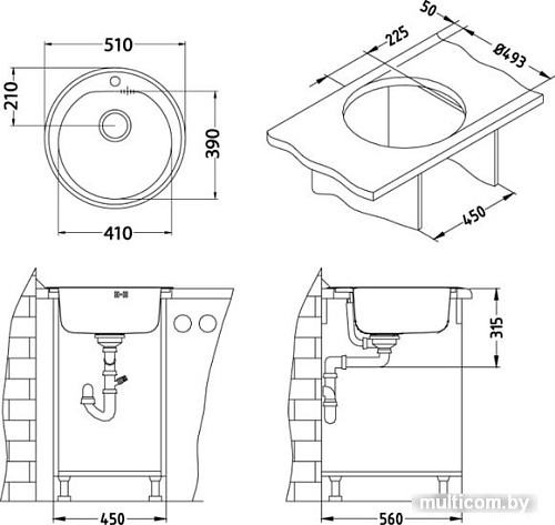 Кухонная мойка Alveus Form 30 Satin-60
