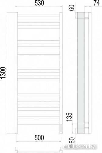 Полотенцесушитель TERMINUS Енисей П15 500x1300 (сенсор быстрого касания, белый)