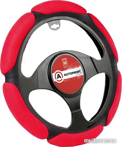 Оплетка на руль Autoprofi SP-5026 BK/RD (M) (черный/красный)
