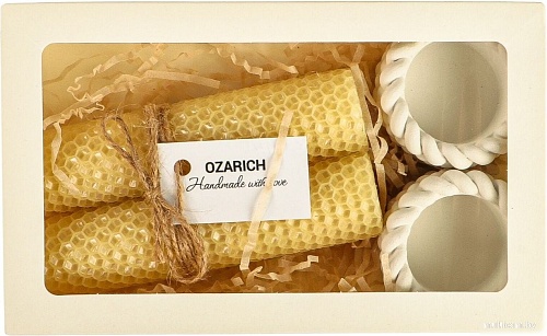 Подарочный набор Вендитио Ozarich Сувенирный с 2-мя свечами и подсвечниками Г5 (белый)