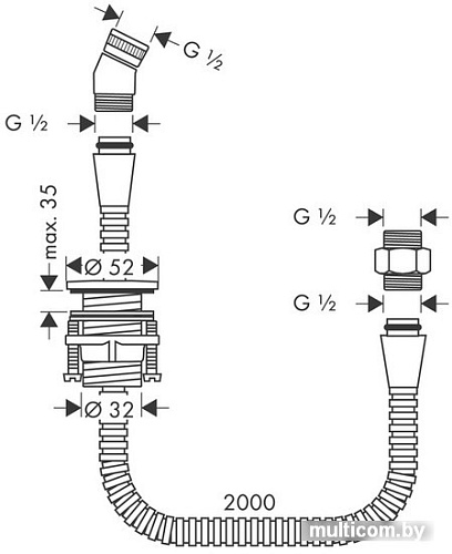 Держатель душевой лейки с подключением Hansgrohe Raindance 28307000