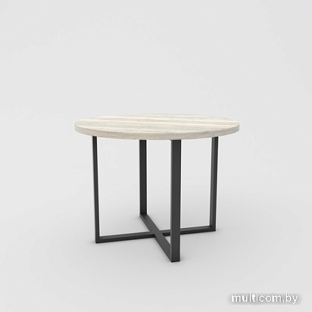 Кухонный стол Hype Mebel Раунд раздвижной 80x80 (черный/древесина белая)