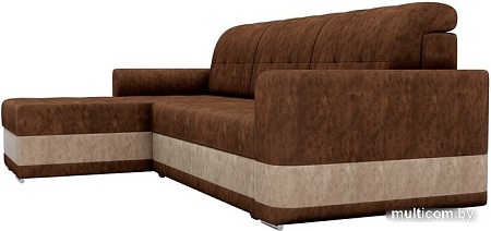 Угловой диван Mebelico Честер 61107 (левый, велюр, коричневый/бежевый)