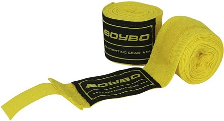 Бинт боксерский BoyBo Хлопок 2.5 м (желтый)