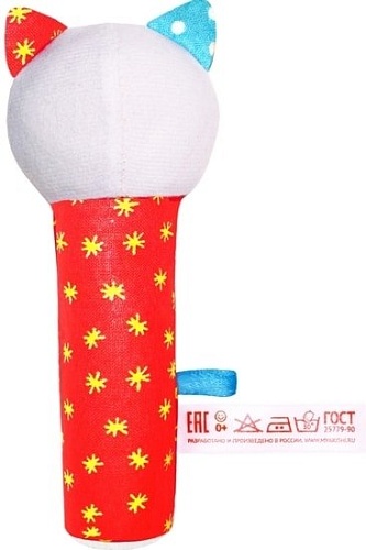 Погремушка Мякиши Хрустящая пищалка Котик