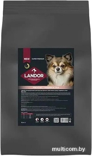 Сухой корм для собак Landor Mini Adult для взрослых мелких пород с индейкой и уткой 15 кг