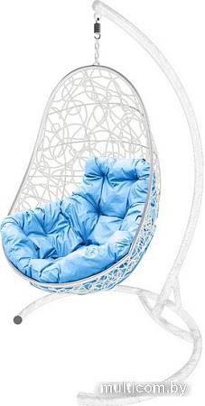 Подвесное кресло M-Group Овал 11140103 (белый ротанг/голубая подушка)