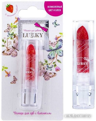 Помада для губ детская Lukky С блестками с ароматом клубники Т16762 (красный)