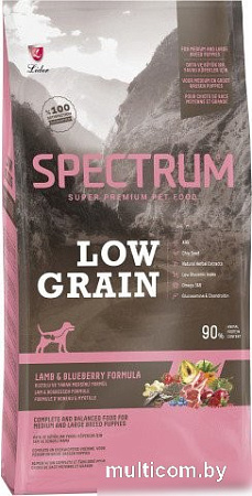 Сухой корм для собак Spectrum Low Grain для щенков ср. и крупных пород с ягненком и черникой 2.5 кг