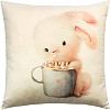 Декоративная подушка Matex Fluffy. Зайка и кофеек 62-363 (молочный/светло-серый)