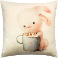 Декоративная подушка Matex Fluffy. Зайка и кофеек 62-363 (молочный/светло-серый)