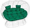 Садовый диван M-Group Лежебока 11190104 (на подставке с белым ротангом/зеленая подушка)