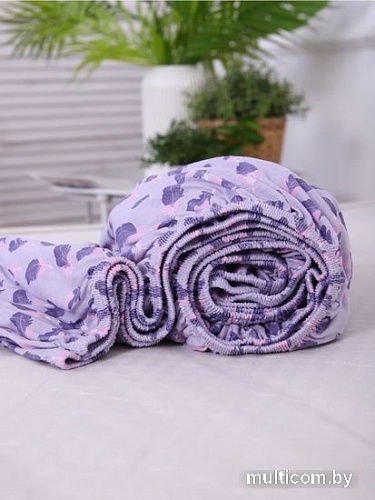 Постельное белье Luxsonia Трикотаж на резинке 120x200 3366 (перышки серый)