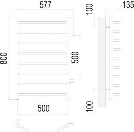 Полотенцесушитель TERMINUS Виктория П8 500x800 бп