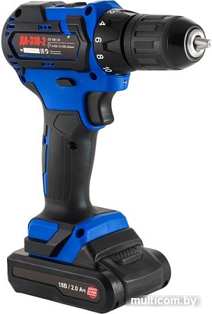 Дрель-шуруповерт Витязь ДА-318-2 (с 2-мя АКБ, кейс)