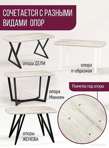 Столешница Millwood Закругленная 105x60x1.8 (дуб белый Craft)