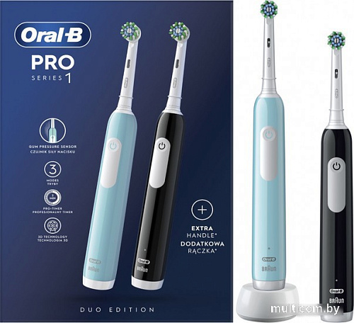 Комплект зубных щеток Oral-B Pro Series 1 D305.523.3H (2 шт, черный/бирюзовый)