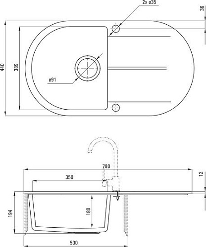 Кухонная мойка Deante Piva ZQI 211B (графитовый)
