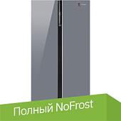 Холодильник side by side Weissgauff WSBS 600 NoFrost Inverter Dark Grey Glass