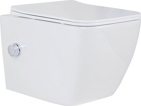 Унитаз подвесной Roxen Cube bidet в комплекте с инсталляцией StounFix Dual Fresh 6 в 1 968095 (кнопка: брашированное золото)