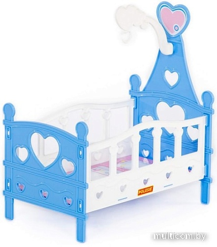 Кроватка для кукол Полесье сборная №3 62055 (6 элементов, голубой/белый)