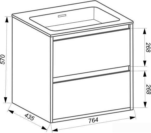 ЗОВ Тумба под умывальник Женева 80 (дуб/черный)