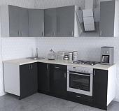 Угловая кухня Хоум Лайн Кристалл Люкс 1200х2400 угловой (черный глянец/серый пыльный)