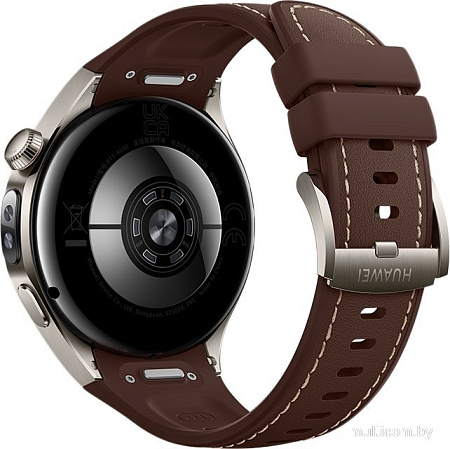 Умные часы Huawei Watch 5 46 мм (титановый, с коричневым силиконовым ремешком, международная версия)