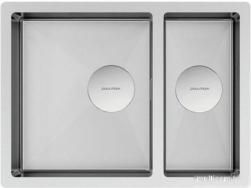 Кухонная мойка Paulmark Next 58/2S Uni PM225844-BS (стальной/брашированная сталь)