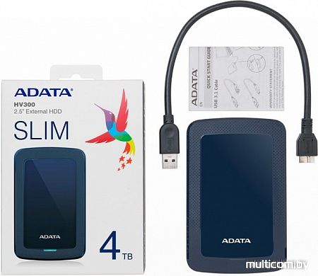 Внешний жесткий диск A-Data HV300 AHV300-4TU31-CBL 4TB (синий)