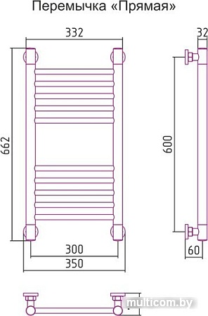 Полотенцесушитель Сунержа Богема+ 600x300 00-0220-6030