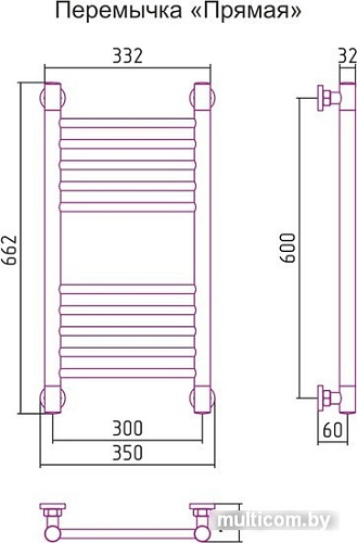 Полотенцесушитель Сунержа Богема+ 600x300 00-0220-6030