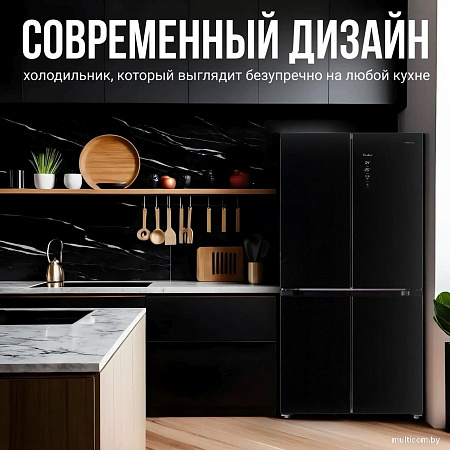 Четырёхдверный холодильник Tesler RCD-545I (черное стекло)