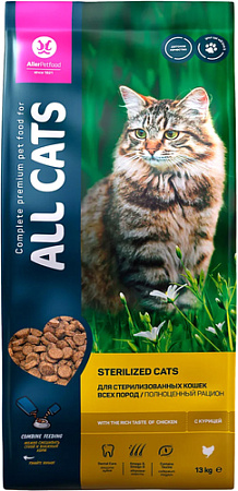 Сухой корм для кошек All Cats для стерилизованных с курицей 13 кг