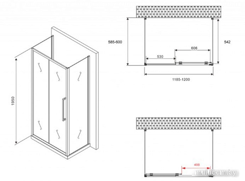 Душевой уголок Abber Schwarzer Diamant AG30120MH-S60M-S60M