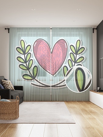 Комплект штор JoyArty Сердце с веточками 1.45x2.65 м tul_72374_145x265 (2 шт)