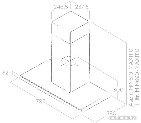Кухонная вытяжка Elica Galaxy BLIX/A/80 PRF0008948B