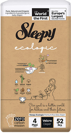 Подгузники Sleepy Ecologic 2X Jumbo Maxi (52 шт)