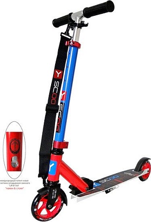 Самокат Y-Scoo Mini City Montreal 125 (красный/голубой)