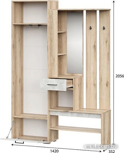 Стенка SV-Мебель Фаворит 1 (дуб делано/цемент светлый)