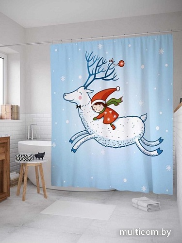 Шторка-занавеска для ванны JoyArty Девочка на олене sc_21480