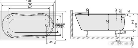 Ванна Sanplast WP/CL 75x170+ST4