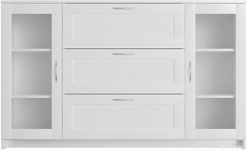 Тумба Mio Tesoro Сириус 2 двери со стеклом и 3 ящика 156x95 2.02.03.370.1 (белый)