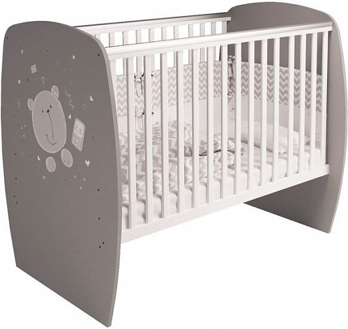 Детская кроватка Polini Kids French 700, Teddy (белый/серый)