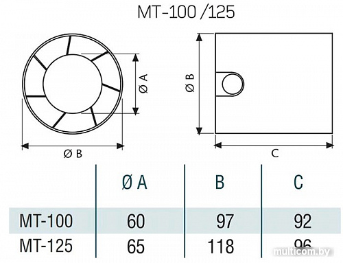 Вытяжной вентилятор CATA MT-100 T